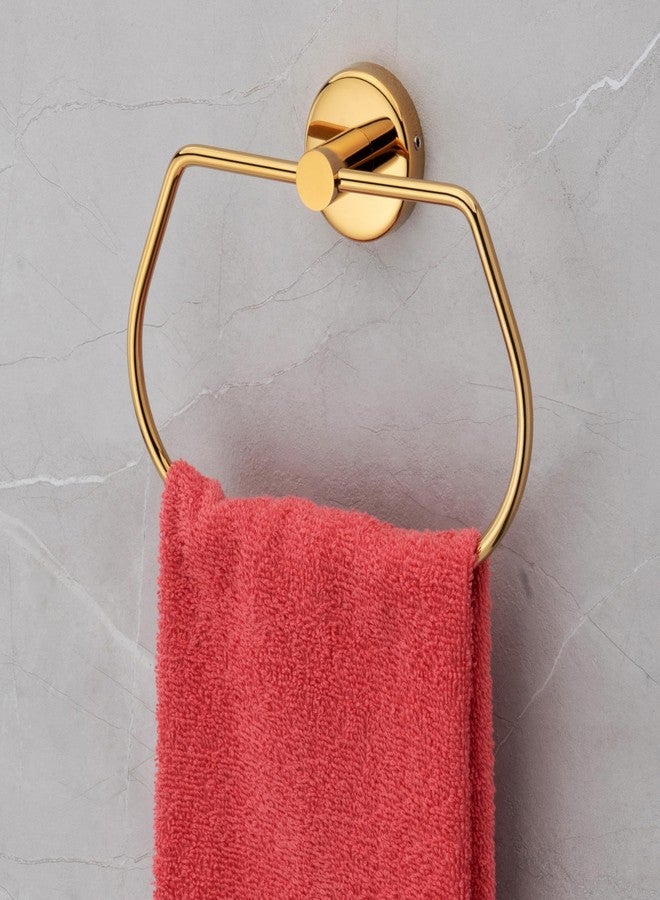 آي ستار حلقة مناشف دائرية من الفولاذ المقاوم للصدأ من الدرجة 202 من iSTAR | ملحقات حمام تُثبت على الحائط | حامل مناشف يد ومناديل متين للمطبخ، حوض الغسيل، المنزل والفنادق (ذهبي) - Image 2